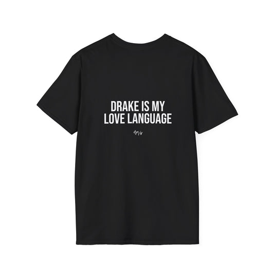 Black t-shirt with '#JustaStory' text on a white background