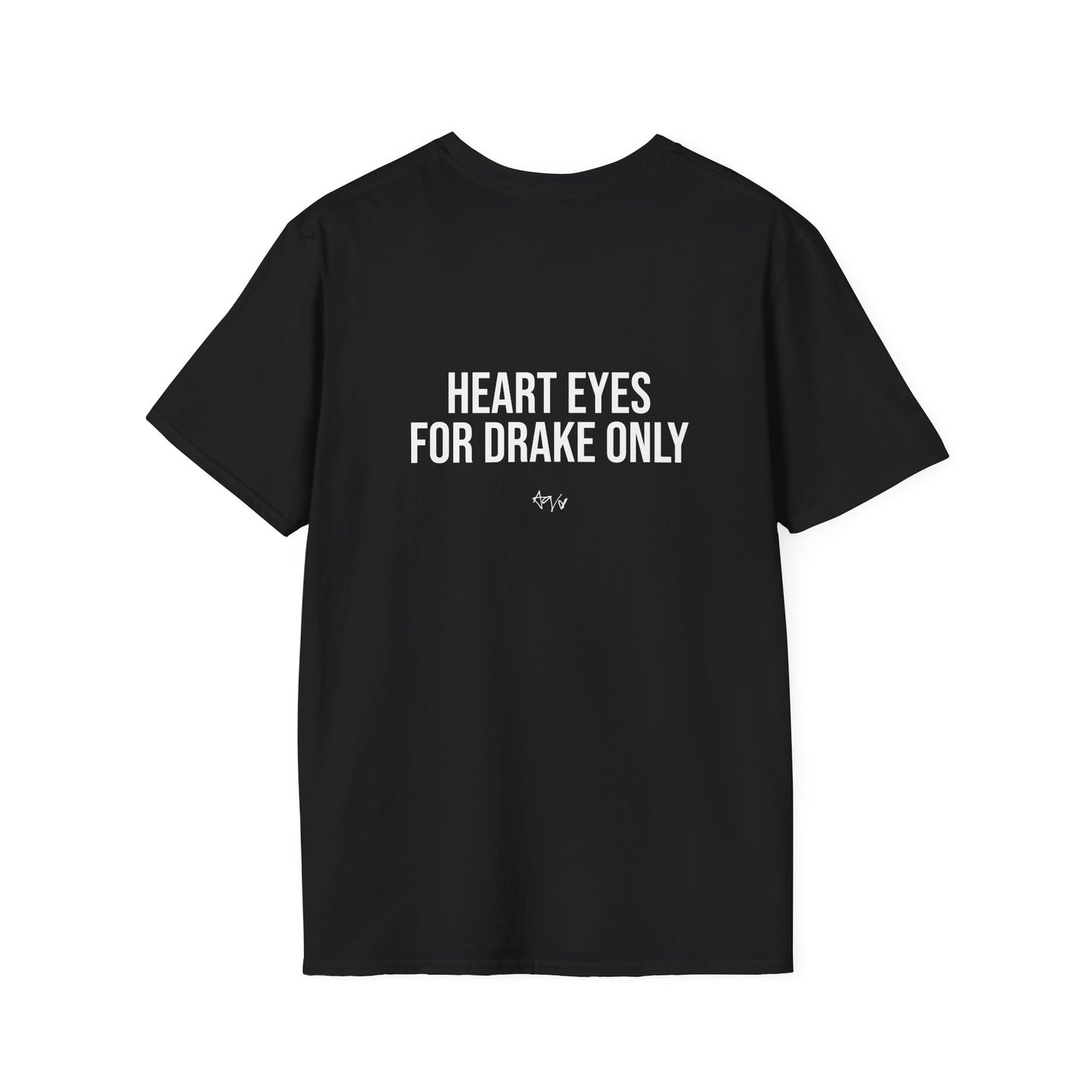 Black t-shirt with a flame design and text on the back against a white background