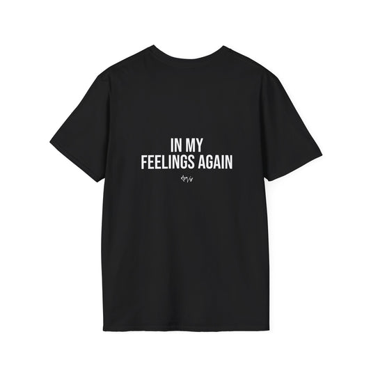 Black t-shirt with '#JustaStory' text on a white background